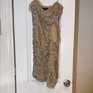 BCBGMaxAzria Beige and Black Asymmetrical Dress